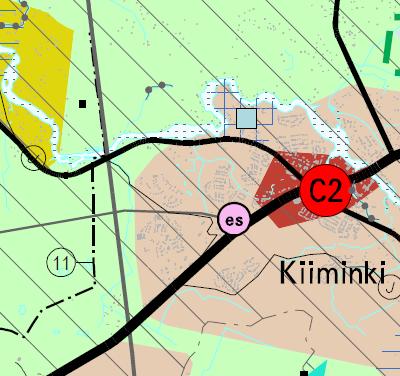 Suunnittelualueelta on osoitettu sijainniltaan ohjeellinen, mutta yhteystarpeeltaan sitova kevyen liikenteen reitti Kiiminkijoentietä pitkin Kiimingin keskustaan.