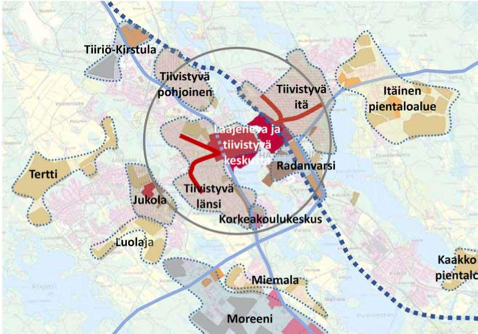 välittäjätienä kaupunkiosien välillä) Terveellinen ja turvallinen elinympäristö (alueella on vähän häiriötekijöitä) Elinvoimainen luonto- ja kulttuuriympa risto seka luonnonvarat (huolehditaan