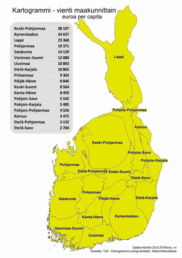 ALUETALOUDEN JA KUNTATALOUDEN DYNAMIIKKA Satakunnan henkeä kohden laskettu BKT on maakuntien viidenneksi suurin (v. 2015).