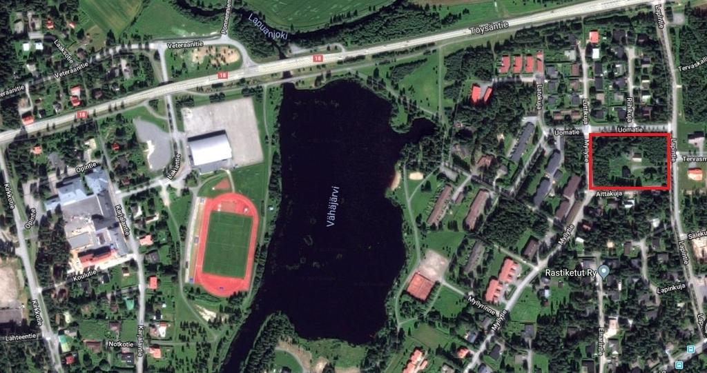 6 3 Lähtökohdat 3.1 Selvitys suunnittelualueen oloista 3.1.1 Alueen yleiskuvaus ja rakennettu ympäristö Kuva 2: Ilmakuva suunnittelualueesta, Google Suunnittelualue sijaitsee noin 1,7 km itään Alavuden kaupungin ydinkeskustasta.