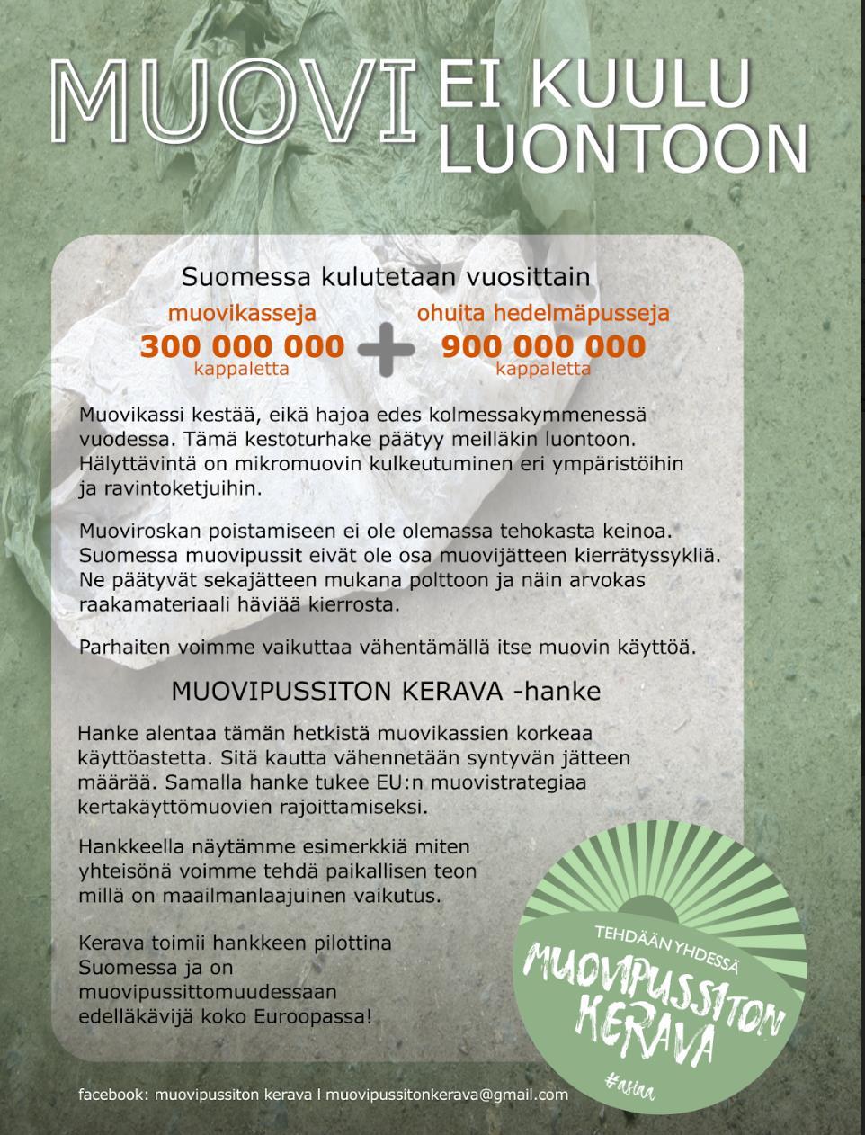 Muovipussiton Kerava: Kestävän Kehityksen Yhteiskuntasitoumus: 10.9.