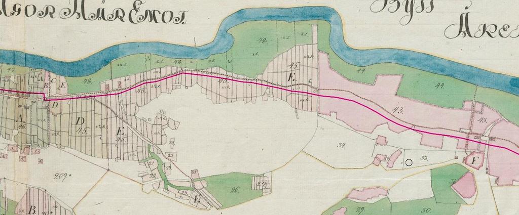 Ote isojakokartasta vuodelta 1791 (Tillberg 1791).