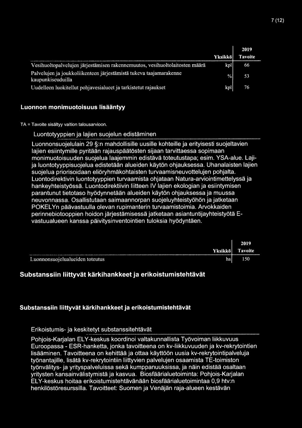 Luontotyyppien ja lajien suojelun edistäminen Luonnonsuojelulain 29 :n mahdollisille uusille kohteille ja erityisesti suojeltavien lajien esiintymille pyritään rajauspäätösten sijaan tarvittaessa