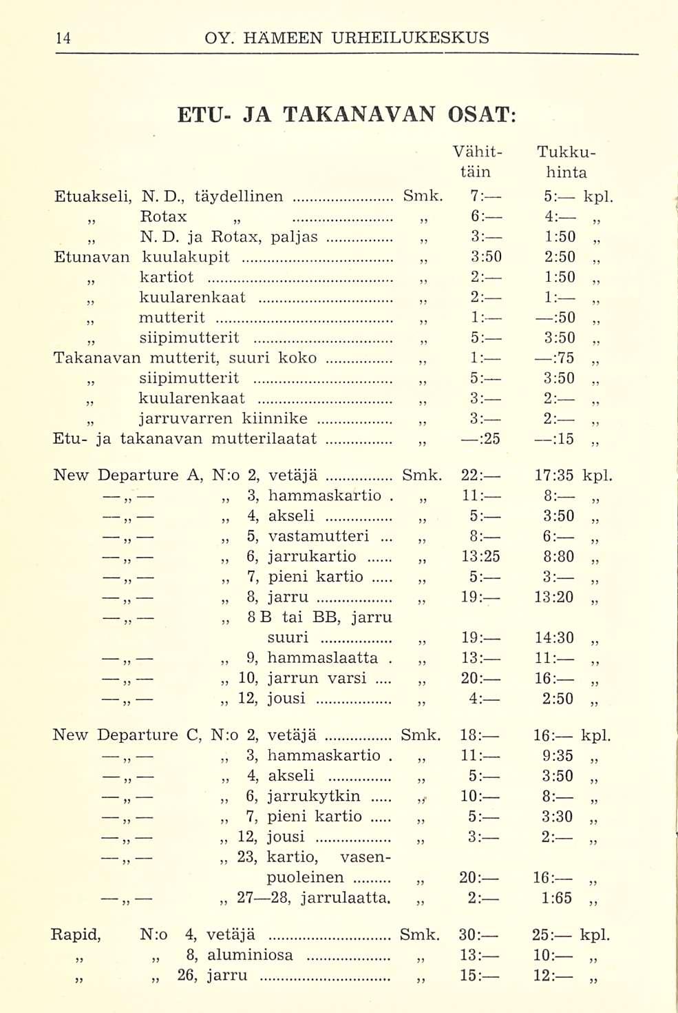 ETU- JA TAKANAVAN OSAT: Vähit- Tukkutain Etuakseli, N. D.