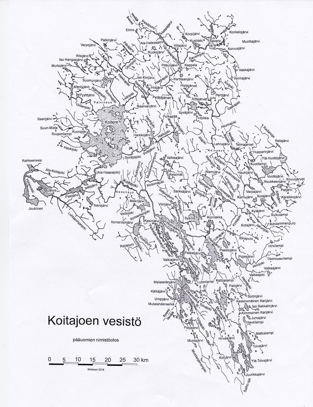 Koitajoen vesistön yleiskartta