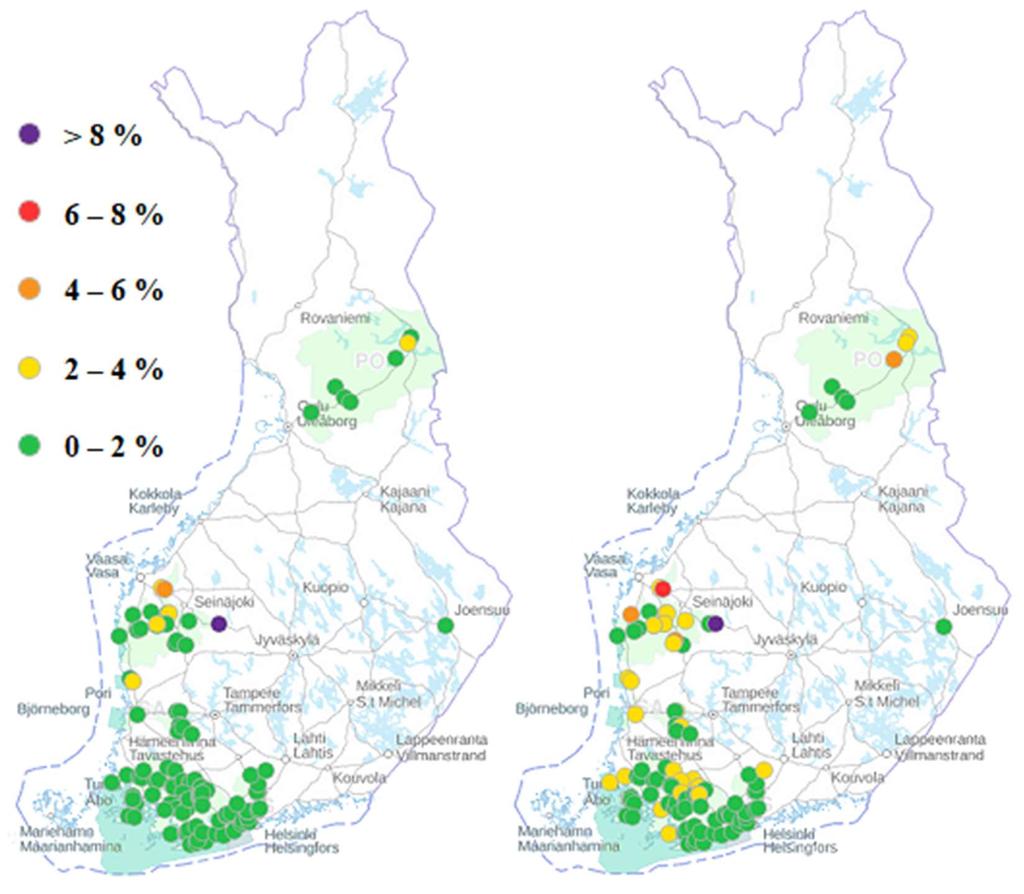 26 5 Yliaallot Carunan verkossa Carunan verkossa on suoritettu laatumittauksia ympäri verkkoaluetta.