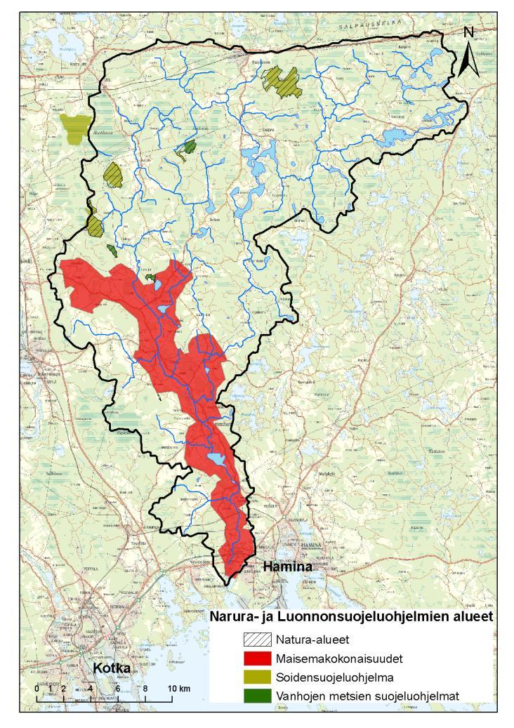 SYKE; Maanmittauslaitos lupa nro 7/MML/10; Affecto Finland Oy, Karttakeskus, Lupa L4659 Kuva 4. Luonnonsuojelualueet Summanjoki. 2.