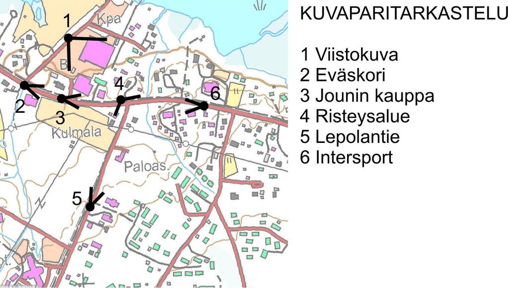 5(11) Taajamakuvallinen selvitys Tässä kappaleessa on esitetty taajamakuvallisista avainsuunnista kuvaparitarkastelu, jossa nykytilannetta verrataan kaavan mahdollistamaan tilanteeseen.