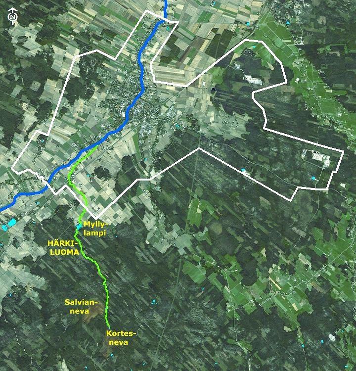 Härkiluoma Härkiluoman valuma-alueen pinta-ala on noin 27 km 2. Valuma-alue on pääasiassa suota ja metsää, joka on suurimmaksi osaksi ojitettua.