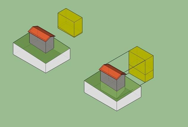 R&R 3D-muodostamisohjeet 4 ulottuvuus tunnetaan, asetetaan pohjageometrian taso pohjan alimpaan korkeuteen eli samalla BoundingBox-tyyppisellä menetelmällä kuin kattoa kuvaava horisontaalinen taso