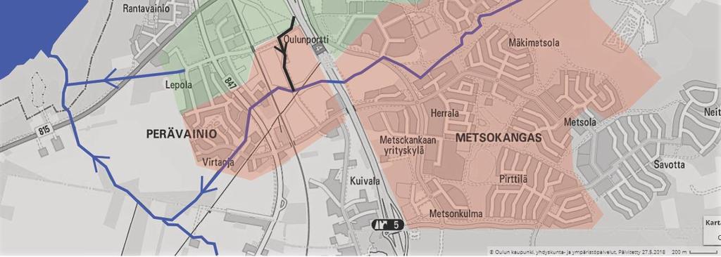 Selvitysalueen hulevedet on mahdollista johtaa Visiolinjan hulevesiverkostoon, mutta se vaatii sadevesiviemäröinnin rakentamisen kiertoliittymästä pohjoisen suuntaan.