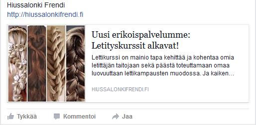 Artikkelein voi julkaista sekä Ylivieskan Hiussalonki Frendin fb-sivuilla että omalla aiakajanalla.