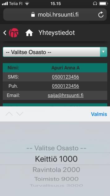 Toteutunut vuoro merkitään ensisijaisesti sen osaston listalle, joka vastaa toteutuneen vuoron osastotietoa.