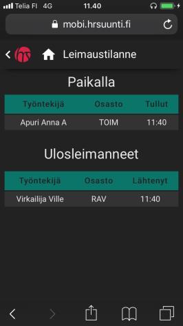 HRKello - Leimaustilanne Leimaustilanne toiminto näyttää esimiehelle