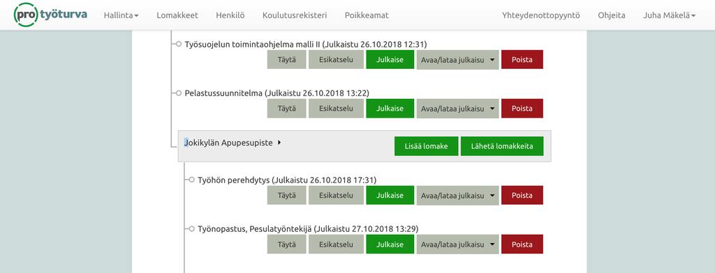 Kun työhön perehdytys on valmis, voitte siirtyä työnopastukseen, jossa on n. 50 valmista kohtaa. Se tehdään samalla periaatteella kuin työhön perehdytys.