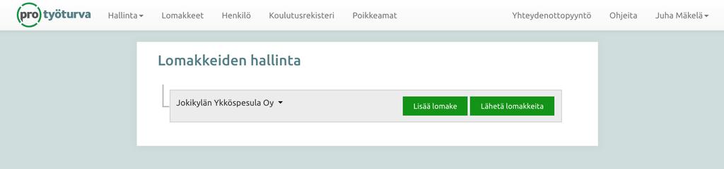 Yksiköissä on valmiina organisaation virallinen nimi eli pääyksikkö. Alayksiköitä lisätään pääyksikön alle Luo alayksikkö -napista.