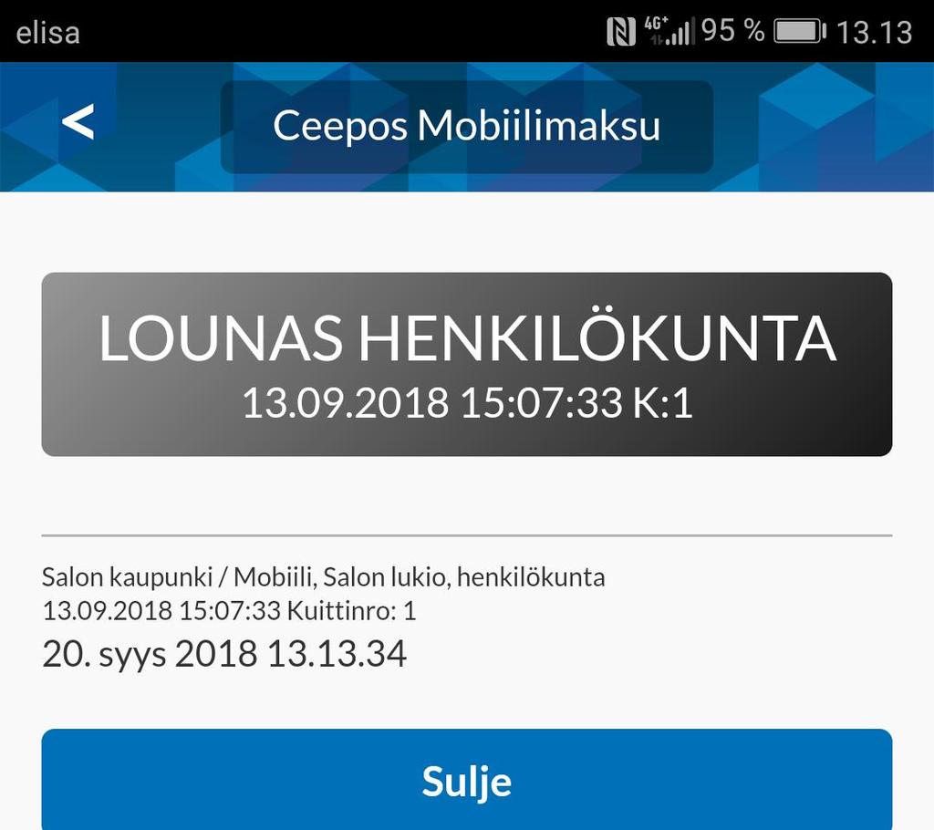 Saat haluamasi kuitin näkyviin kuitin oikeassa reunassa olevasta