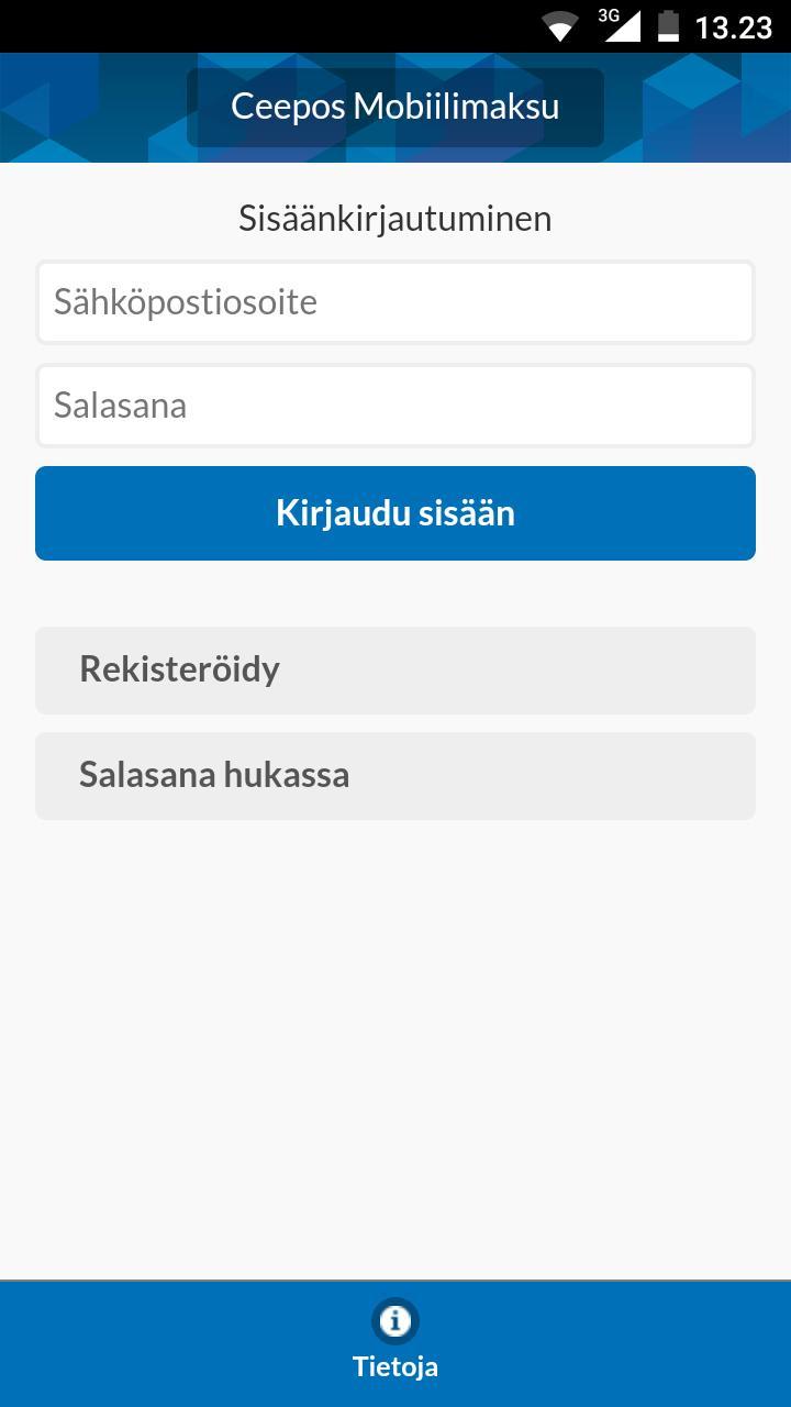 4 2.2. Sovelluksen avaaminen Ceepos Mobiilimaksun avaamiseen sinun pitää joko