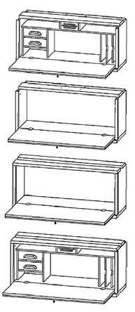 38,6 cm syvyys avattuna 80 cm 120HS Sekretärilisävaruste elementtiin 120H 139 162 ulkomitat: l. 84,5 cm, k. 35 cm, s. 23 cm Ei lyhennysmahdollisuutta 37 12 cm välilaatikko 168 193 ulkomitat: l.