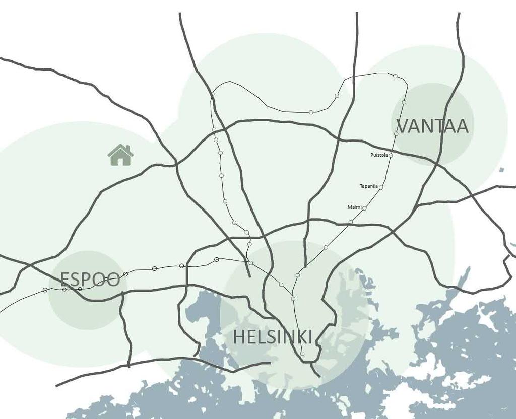 Helppoa liikkumista lähin bussipysäkki on 500 metrin päässä, josta pääsee sujuvasti juna-asemille tai suoraan Helsingin keskustaan.