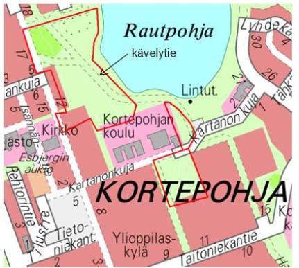 17:103 / KORTEPOHJAN PÄIVÄKOTI JA KOULU / ASEMAKAAVASELOSTUS (9) Kortepohjan liito-oravaselvitys (2018) Selvitysalue on kolmiosainen (yhteensä noin 5,2 ha) Liito-oravahavainnot alueella jäivät