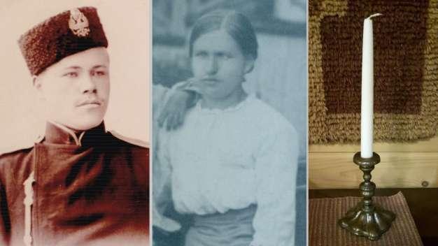 Lauri Kuivalainen (s. 1878) ja Selma Meskanen (s. 1889) saivat Konevitsan munkeilta kihlalahjan, joka on kulkenut suvussa äidiltä tyttärelle näihin päiviin asti.