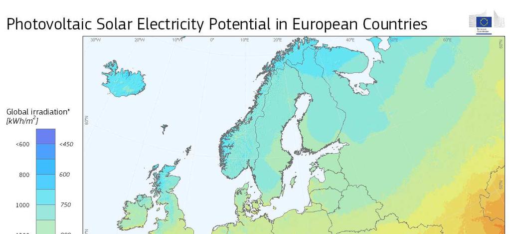 Vuotuinen kokonaiäteilymäärää globaaliäteilytä 25 50%