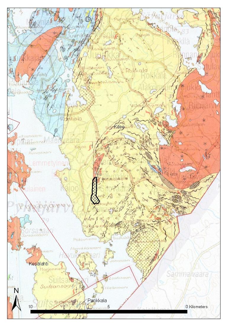 73 Kitee Kiteen kalliokiviaineskohteet ovat kaupungin eteläosassa. Suurin osa Kiteen alueesta on kiilleliusketta, joka voi sopia sorateiden kunnostukseen, jos kiilteiden määrä on kohtuullinen (n.