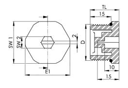 24 8 19 1/100 V ASU976 EX-EVSG 25 10065303 M 25x1,5 15 29 8 20 1/100 V ASU977 EX-EVSG 32 10065304 M 32x1,5 15 36 8