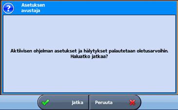 Asetuksen avustajan käyttäminen Astral-laite voidaan ottaa nopeasti käyttöön ja aloittaa ventilaatio uudelle potilaalle Asetuksen avustaja -toiminnon avulla. 1. Siirry kliiniseen tilaan. 2.