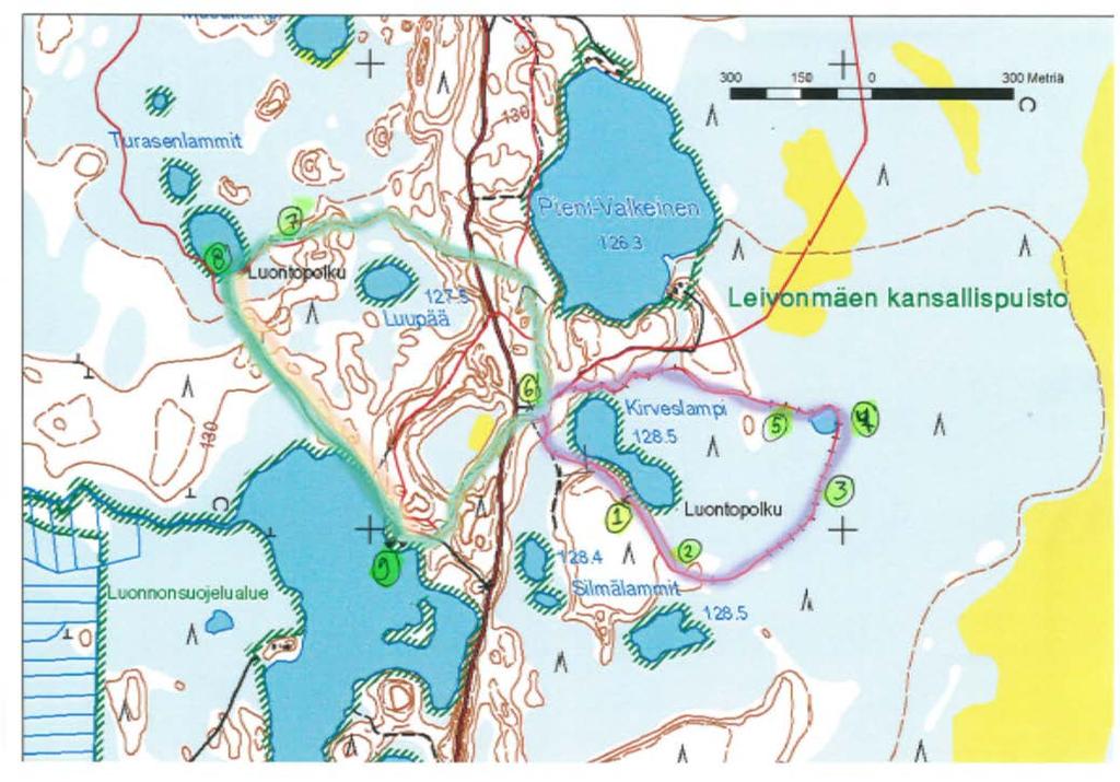 16 2.3 Päänähtävyydet Alueella sijaitsevia nähtävyyksiä ja erityisiä kohteita, joita voidaan käyttää esimerkiksi reitin markkinoinnissa: 1. Karhun kynsimä puu 2. Palokorot 3.