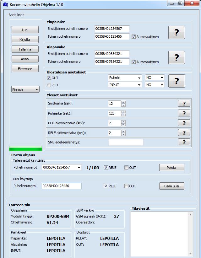 ASETUKSET WINDOWS OHJELMISTOLLA Ovipuhelimen asetuksia (puhelinnumerot, ohjaukset) voidaan muokata käyttämällä Kocom Ovipuhelin Ohjelmistoa, joka on jälleenmyyjille ladattavissa Kocom Finland Oy:n