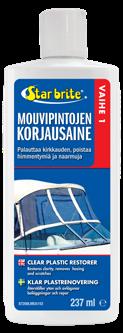 lasikuidulle, metallille sekä maalatuille pinnoille Helppokäyttöinen; voidaan työstää helposti, sekä käsin että koneellisesti levitettynä Poistaa tahrat, haalistumat sekä pintanaarmut Koostumus on