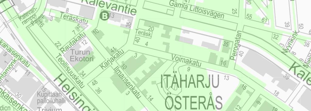 6 Kuva 3. Turun kaupungin maanomistus Itäharjun alueella (vihreällä) (Turun kaupungin karttapalvelu 2018). 3.3 Toimintahistoria Itäharjun alue on ollut 1930-luvulle asti pääosin viljely- ja laidunmaata.