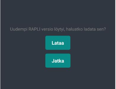 Jos RAPLI sovellus pitää asentaa uudelleen, niin myös asennuslinkit pitää lähettää uudelleen.