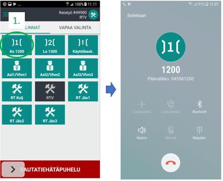 Soita pikavalinnalla painamalla haluttua pikapainiketta (1.).