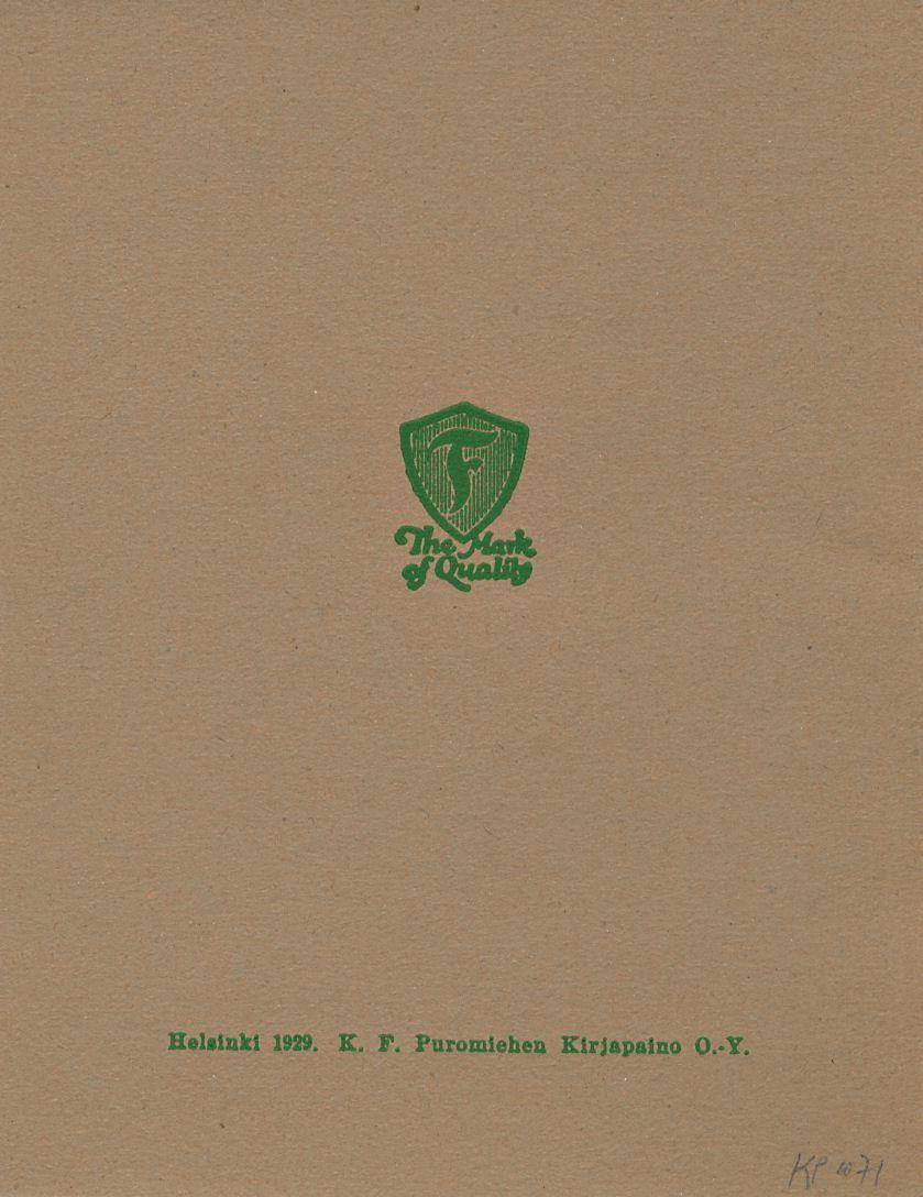 Helsinki 1929. K. F.