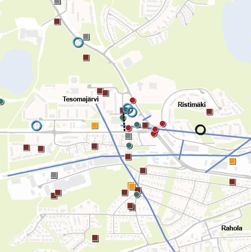 -21- TESOMA Karttavastaukset Muutosta vaativat alueet Puuttuvia tai kehitettäviä pyöräily-yhteyk- länsipuolelle, Tesomankadun eteläpuo- siä ovat yhteydet Tesoman keskustasta len suureen kortteliin,
