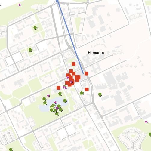 -32- HERVANTA Karttavastaukset Tärkeä säilytettävä ympäristö Hervannan keskustan ydin mielletään rinkadun varressa sekä teknillisen yliopis- hyvin vahvasti Insinöörinkadun varteen ton aukiolla.