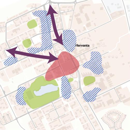 -35- HERVANTA Kehittämisideat ja johtopäätökset Monessa vastauksessa ehdotettiin laajojen parkkipaikka-alueiden poistamista ja autojen siirtämistä pysäköintilaitoksiin.