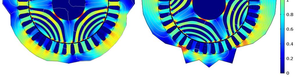 21(b) would clearly have poor operating characteristics during time analysis because of extremely constricted yoke geometry in lower portion of stator.