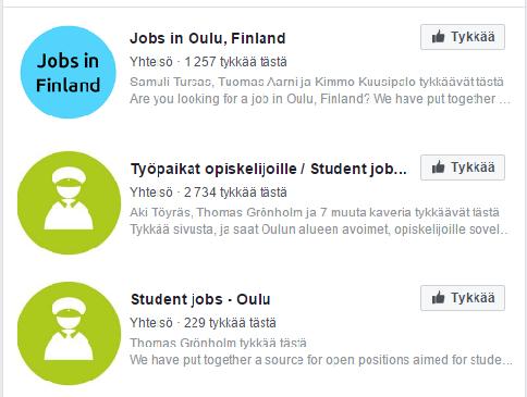 Erityisesti Duunitori on luonut paljon Facebook-sivuja, joiden