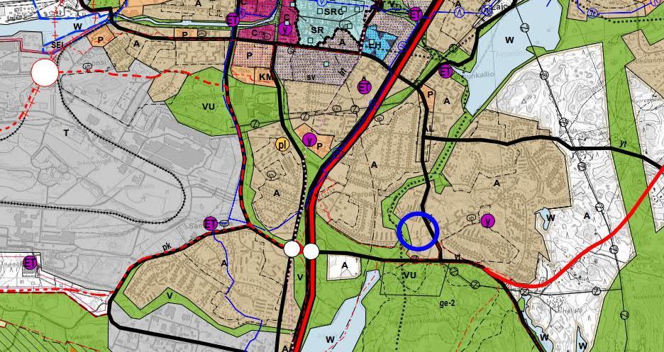 12 1.2.3 Yleiskaava Ote yleiskaavasta. Yleiskaava 2025 luonnoksessa alue on osoitettu asuntoalueeksi (A).