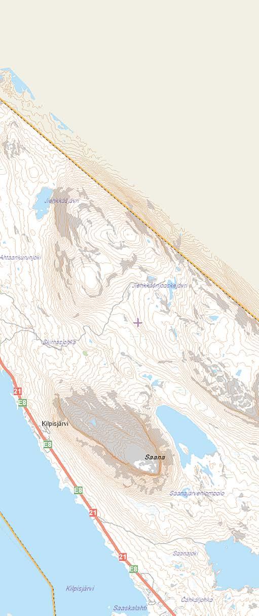KUVA 4. Yleiskuva vuosien 2008 2011 silmälläpidettäviä ja uhanalaisia perhosia koskevien havaintojen jakautumisesta Kilpisjärven kylän ympäristössä.