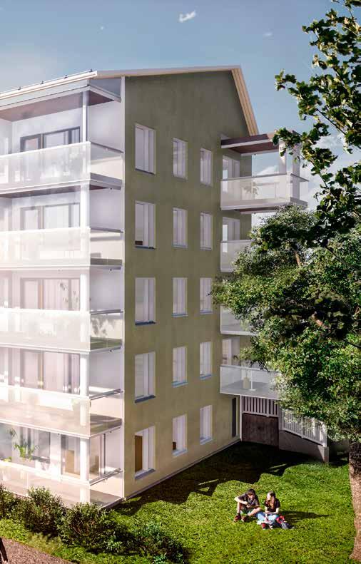 Turvallisia seikkailuja jokaiselle sukupolvelle Rinnetontille rakennettavan As Oy Messukylän Lissun jokaiselta parvekkeelta on näkymä etelään, Turtolan vehreälle puistoalueelle.