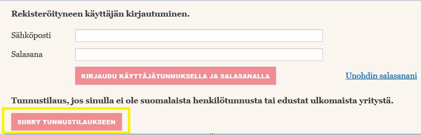 3 (13) 1 Palveluun rekisteröityminen Palveluun rekisteröidytään osoitteen Testi: https://test.dcs.bof.