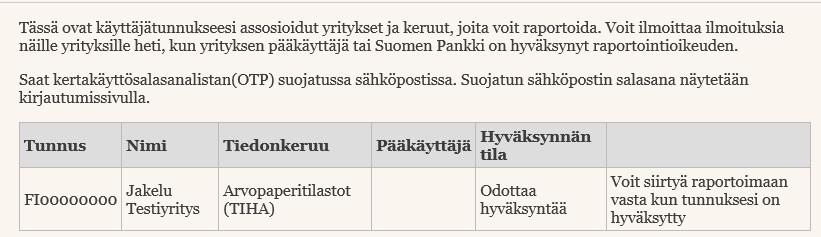 9 (13) Kuva 8 Ruudulla näkyy tiedonkeruu, johon on haettu oikeuksia. Huom.