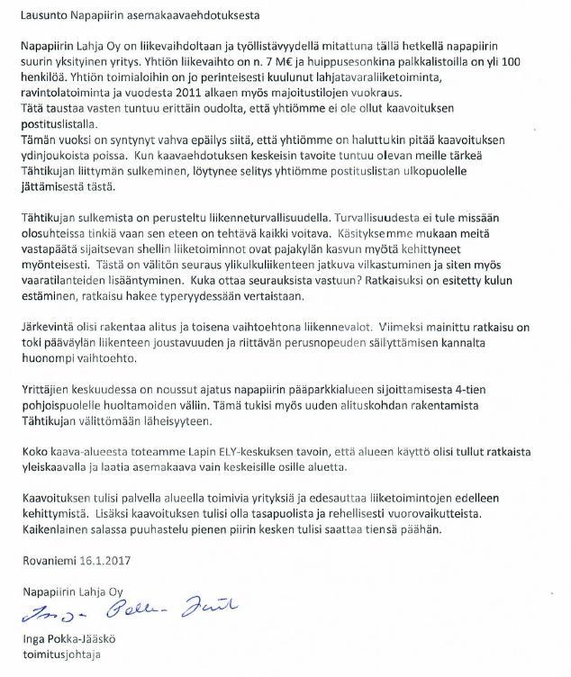 10. Napapiirin lahja Oy Kaupunginhallitus Kaupunki lähettää kirjeet maanomistajille virallisen reksiterin mukaisesti.