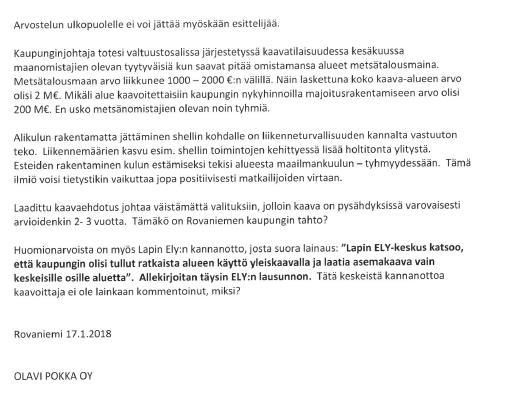 2017) esittänyt vaatimusta rakennusoikeuden