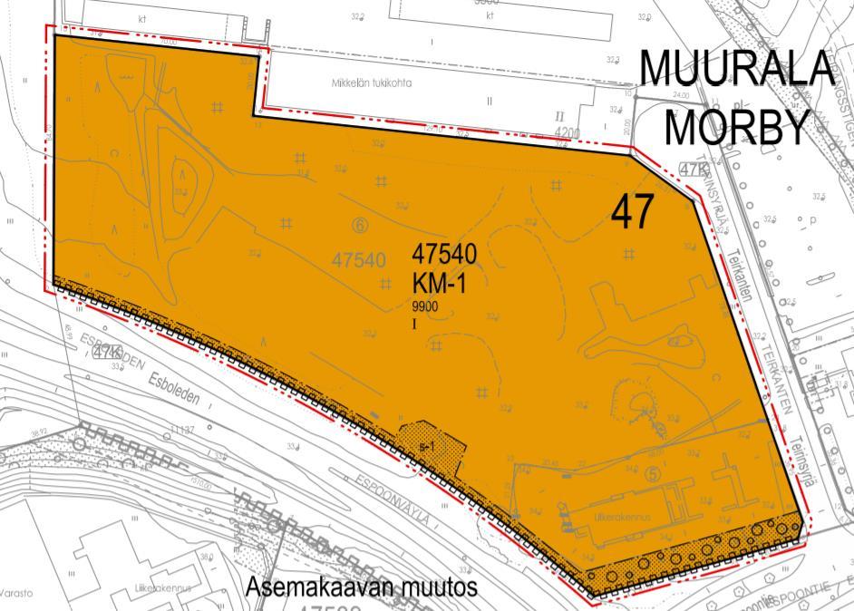 levennetään tontin kohdalla ja myös tieliittymiä